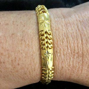 Solid 24K Yellow Gold Diamond Cut Link Bracelet